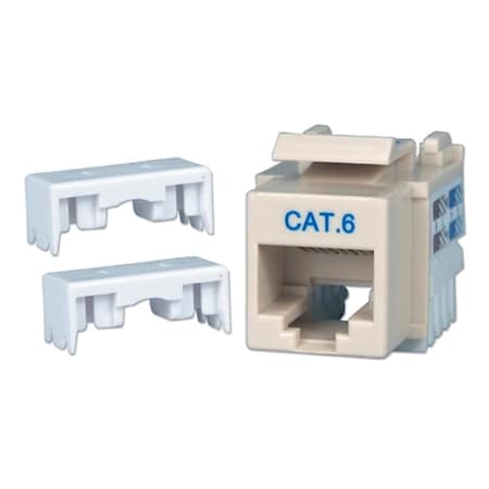 Qvs CAT6 Gigabit 3P Certified 110-Type RJ45 Beige Keystone Jack, 50PK C6JB-50